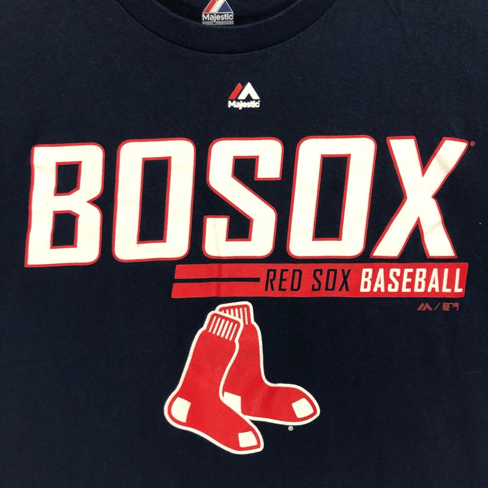 Majestic‎ Boston Red Sox Baseball Bosox Navy Blue T-Shirt Adult Medium M Cotton